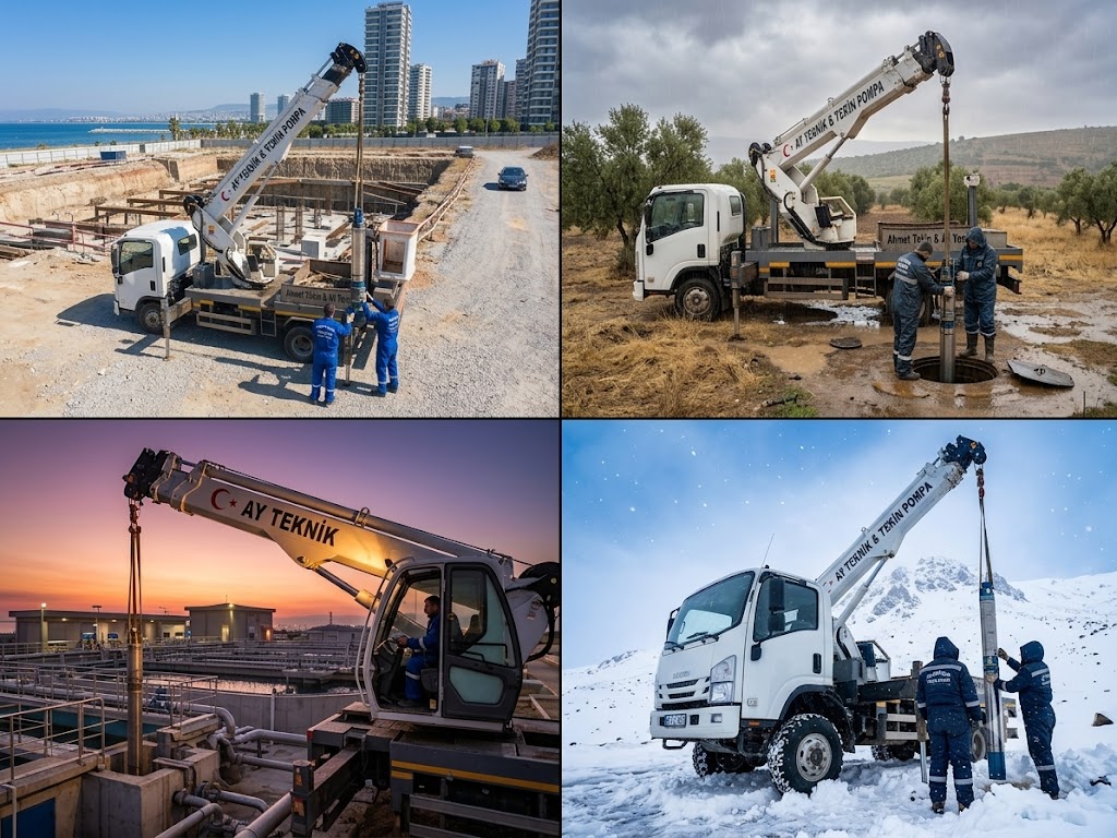 AYTEKİN'in kuyu sahasında pompa kaldırma operasyonunda kullandığı vinçli araç